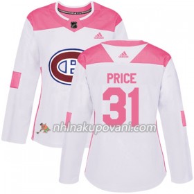 Montreal Canadiens Dresy Carey Price 31 Bílá 2017-2018 Adidas Růžová Fashion Authentic - Dámské